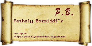 Pethely Bozsidár névjegykártya